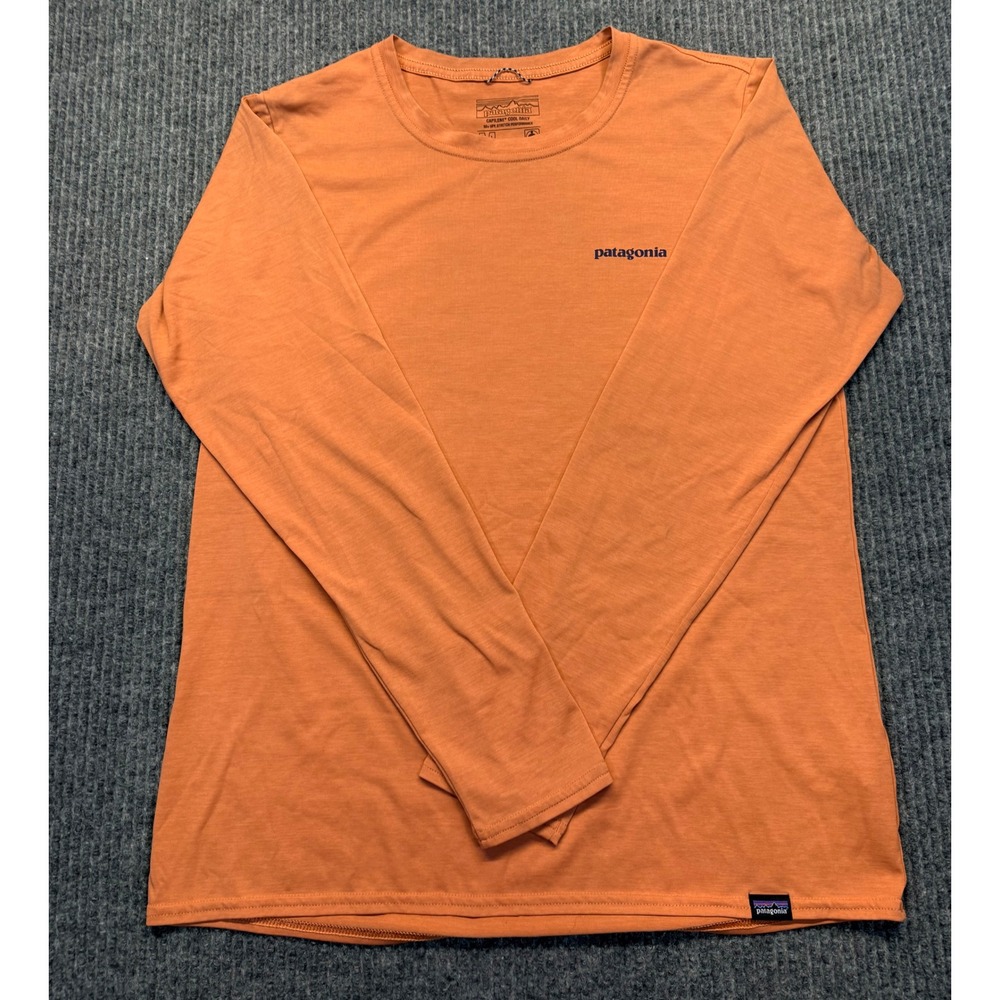 Patagonia Capilene Cool Daily Long Sleeve Shirt Orange Wave Graphic Women Medium